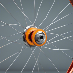 zoom roue vélo moyeux intégrées orange