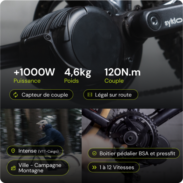 Moteur électrique vélo avec caractéristiques techniques.