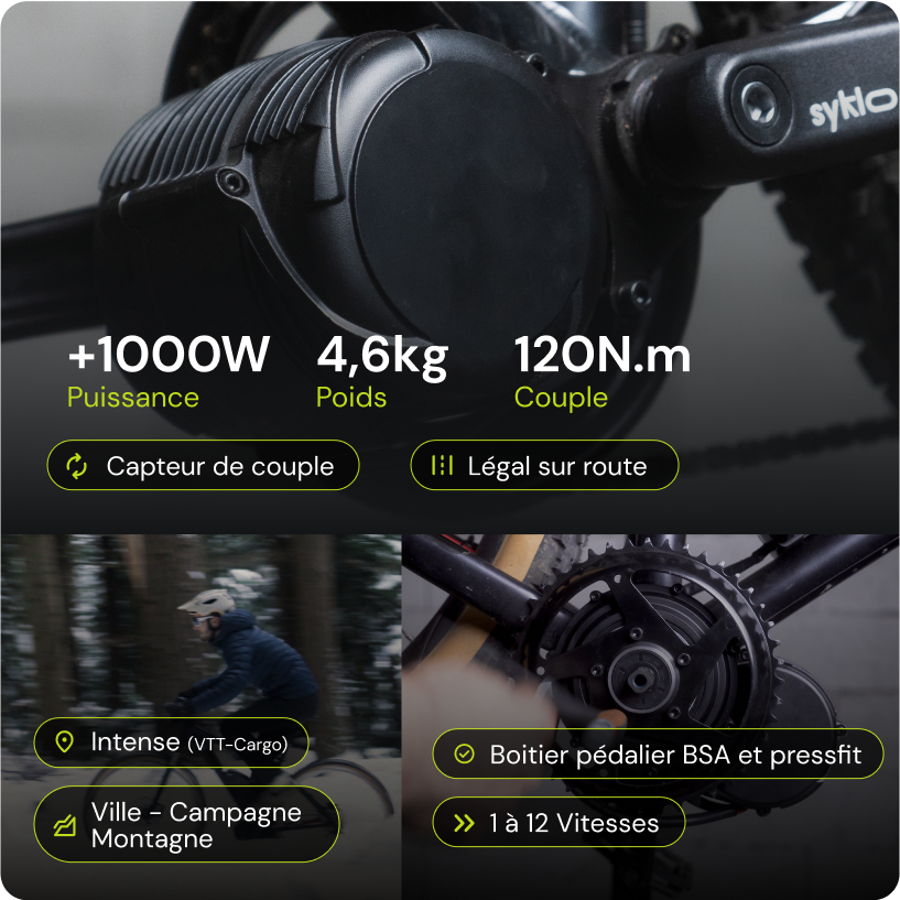 Moteur électrique vélo avec caractéristiques techniques.