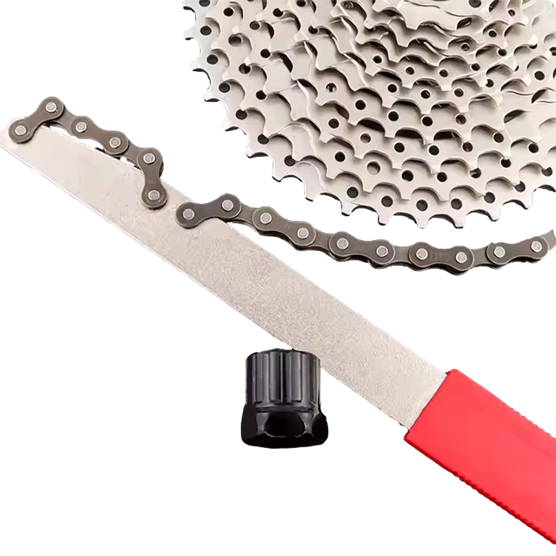 Outil d'entretien de chaîne et cassette de vélo.