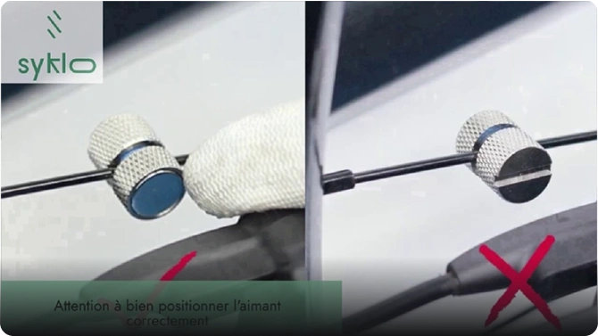 Positionnement correct et incorrect de l'aimant.