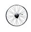 Roue de vélo isolée sur fond noir.